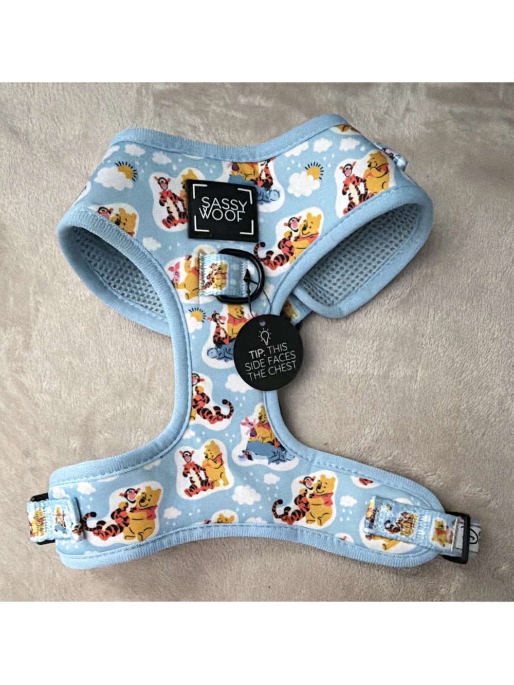 Sassy Woof Light Blue Cartoon Dog Harness, Size M
